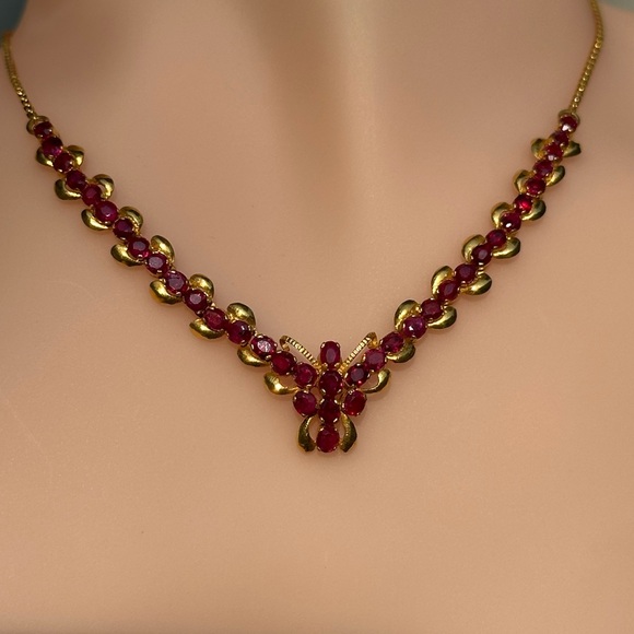 Burmese Ruby Necklace in 18 K solid gold - Picture 3 of 12